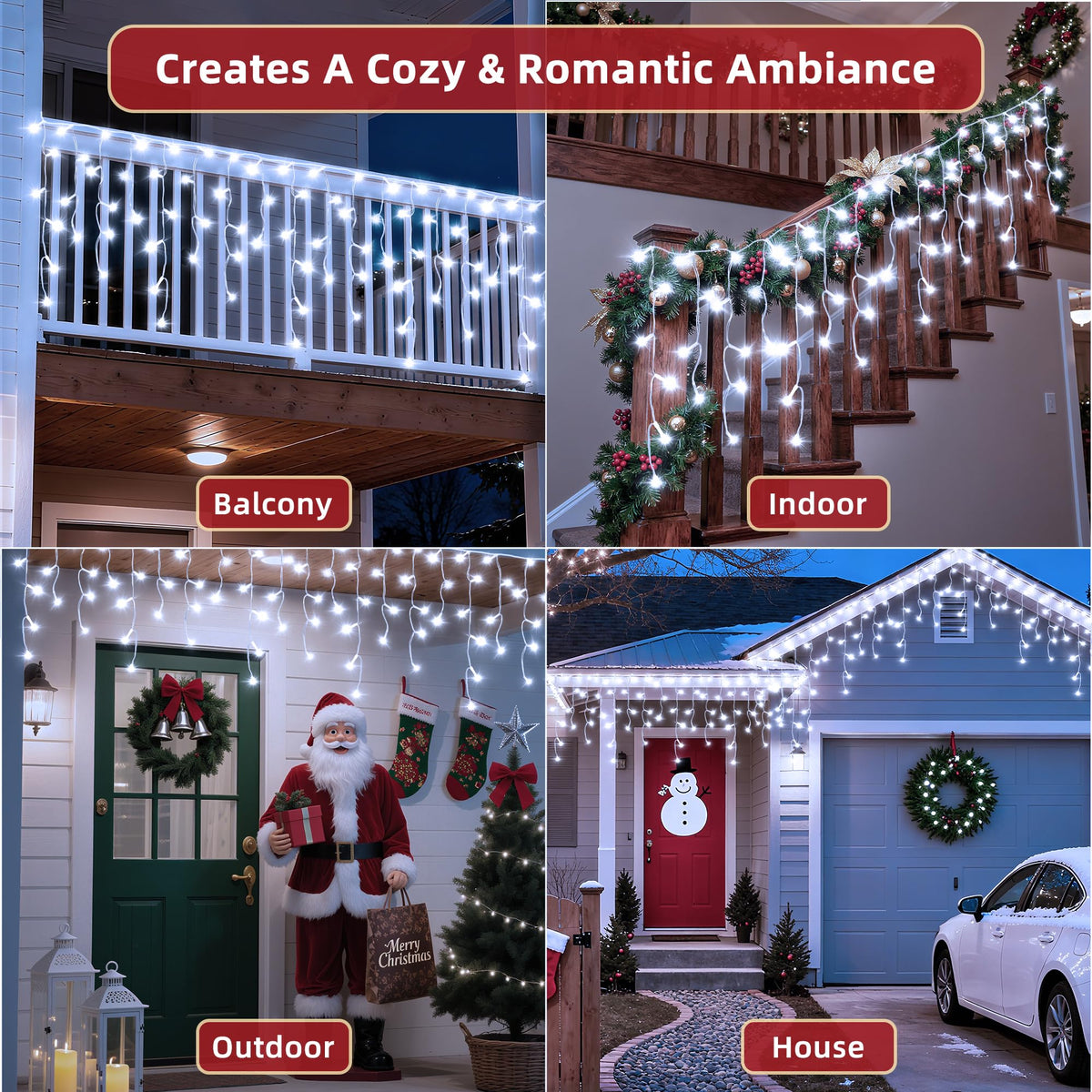 810 LED Christmas Lights Outdoor 82FT with 180 Drops, Christmas Decorations Hanging Lights 12 Modes, Dimmable Outsite Fairy String Lights for Wedding Party Holiday Winter Wonderland Decor Cool White