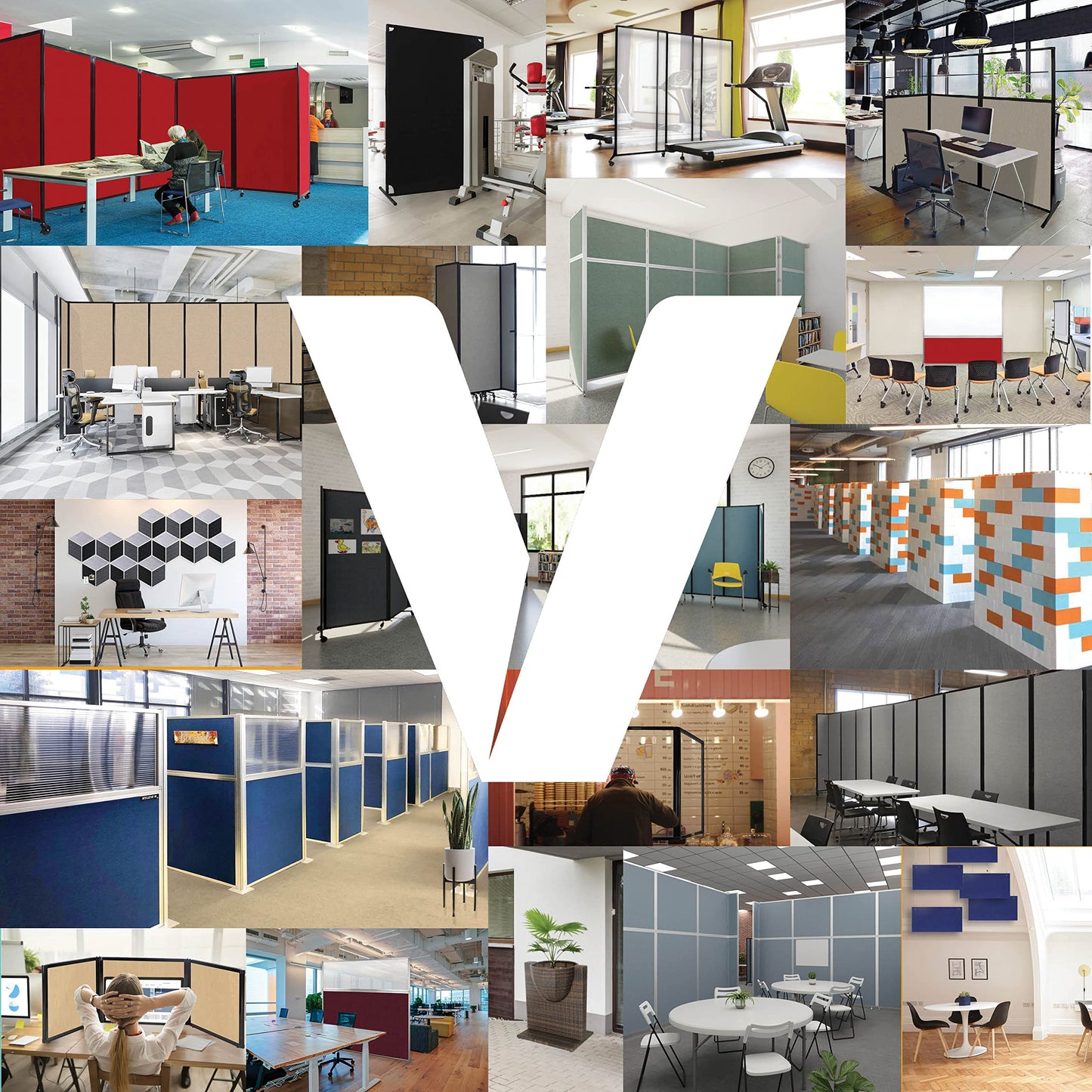 Versare Workstation Partition | Portable Wall Divider | Modern Office Cubicle | Free Standing Privacy Screen | Flexible Work Space | 66" x 70" Cloud Gray Fabric Panels
