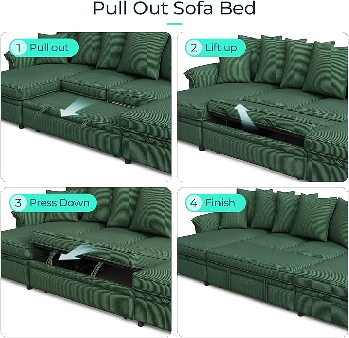 LINSY HOME Oversized Sectional Sleeper Sofa