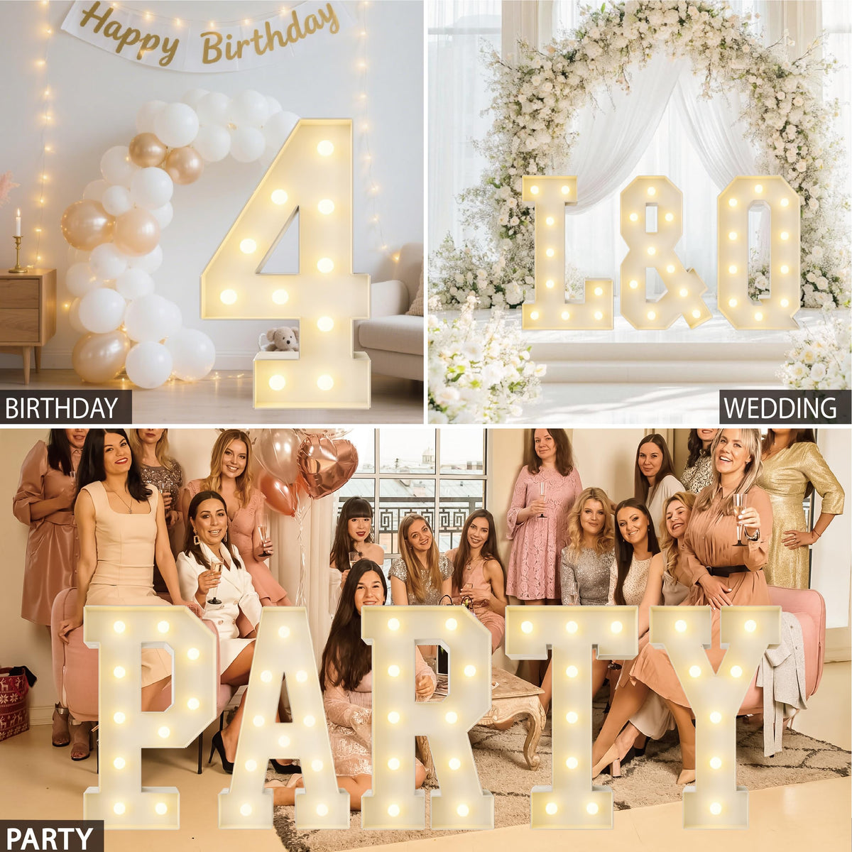 HXWEIYE Big Light Up Letters P,3FT Large Marquee Letters with lights, Mosaic Balloon Frame, Giant Baby Letter for baby shower Birthday Graduation Engagement Party Wedding Christmas Decor (Warm White)