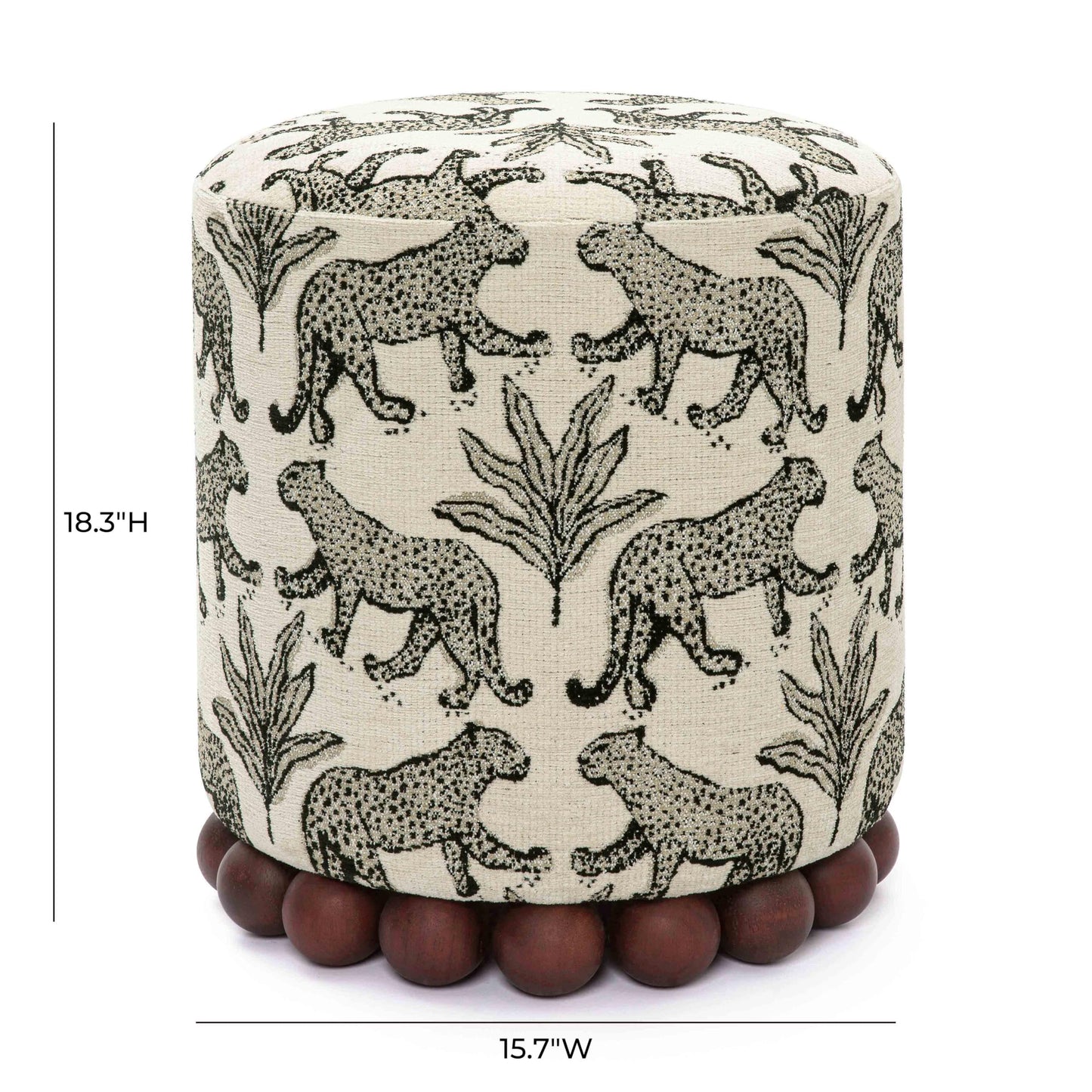 Tov Furniture Dex Taupe Leopard Jacquard Ottoman