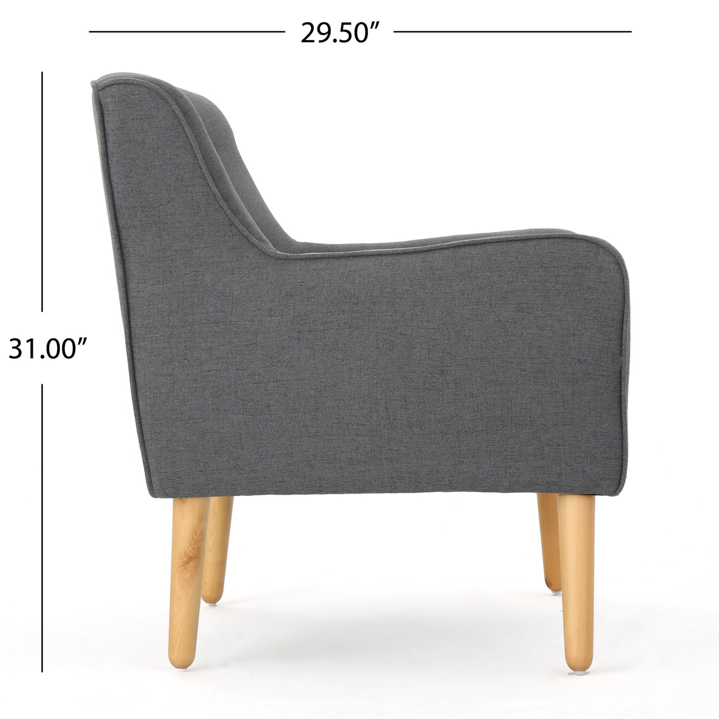 Christopher Knight Home Felicity Mid-Century Fabric Arm Chair, Charcoal 29.5D x 25W x 30.5H Inch