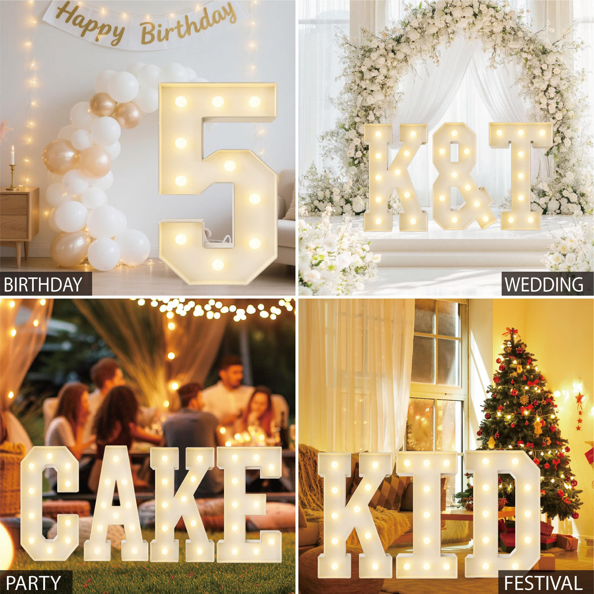 HXWEIYE Big Light Up Letters D,3FT Large Marquee Letters with lights, Mosaic Balloon Frame, Giant Baby Letter for baby shower Birthday Graduation Engagement Party Wedding Christmas Decor (Warm White)
