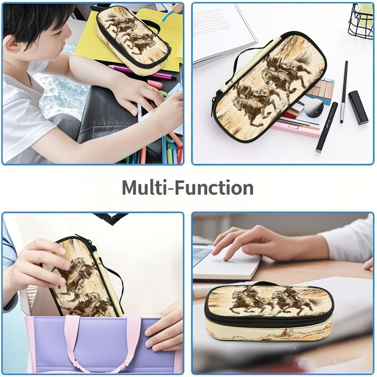 Droerfes Western Pencil Case Pencil Pouch Large Capacity Pen Bag School Office Organizer Stationery Storage Box For Girls Boys Teen Kids