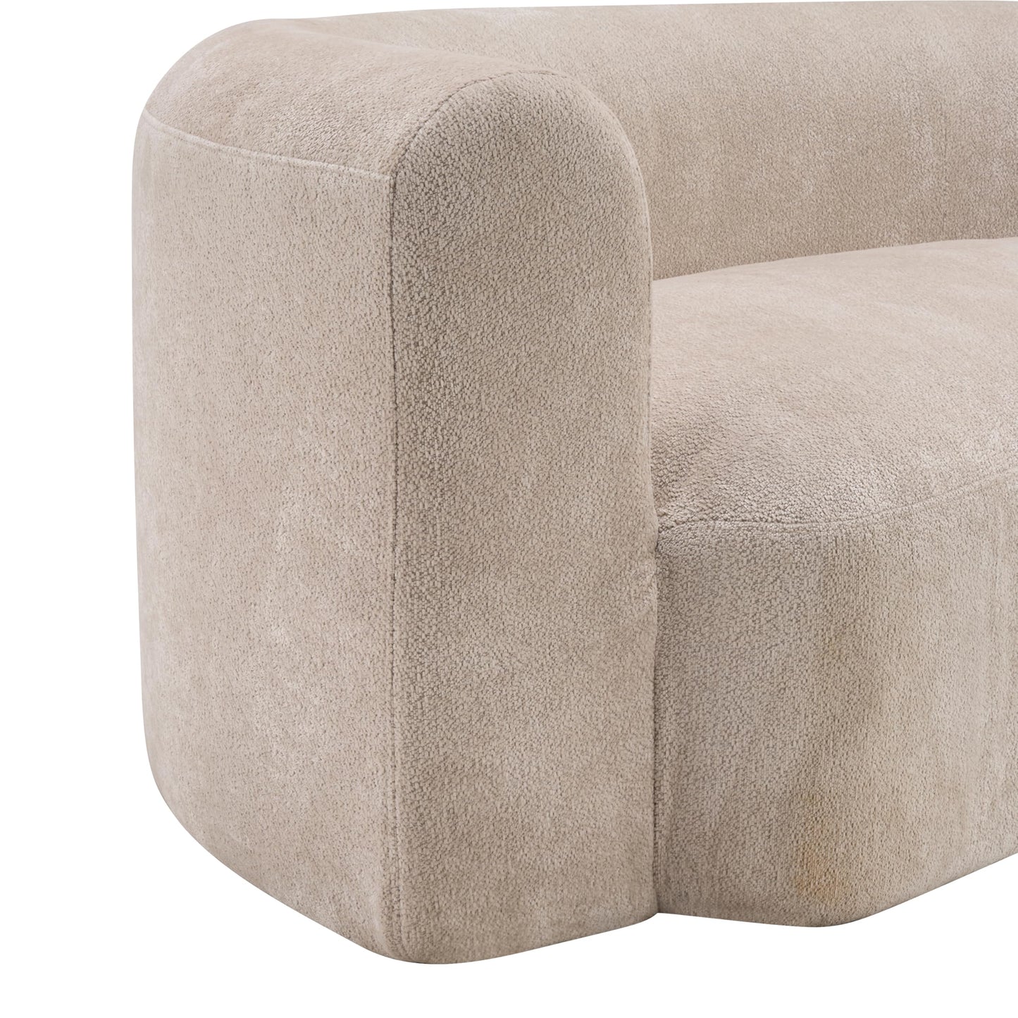 Christopher Knight Home 87.75" Curved Sleeper Sofa, 3 Seater Deep Seat Modular Floor Couch, Upholstered Chenille Fabric Comfy Cloud Couch with Round Arms & Curved Back for Living Room Bedroom, Almond