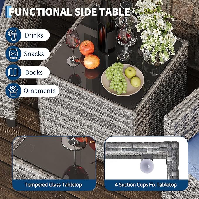 Garvee Outdoor Wicker Chairs, 3 Pieces Patio Furniture Set, All Weather High