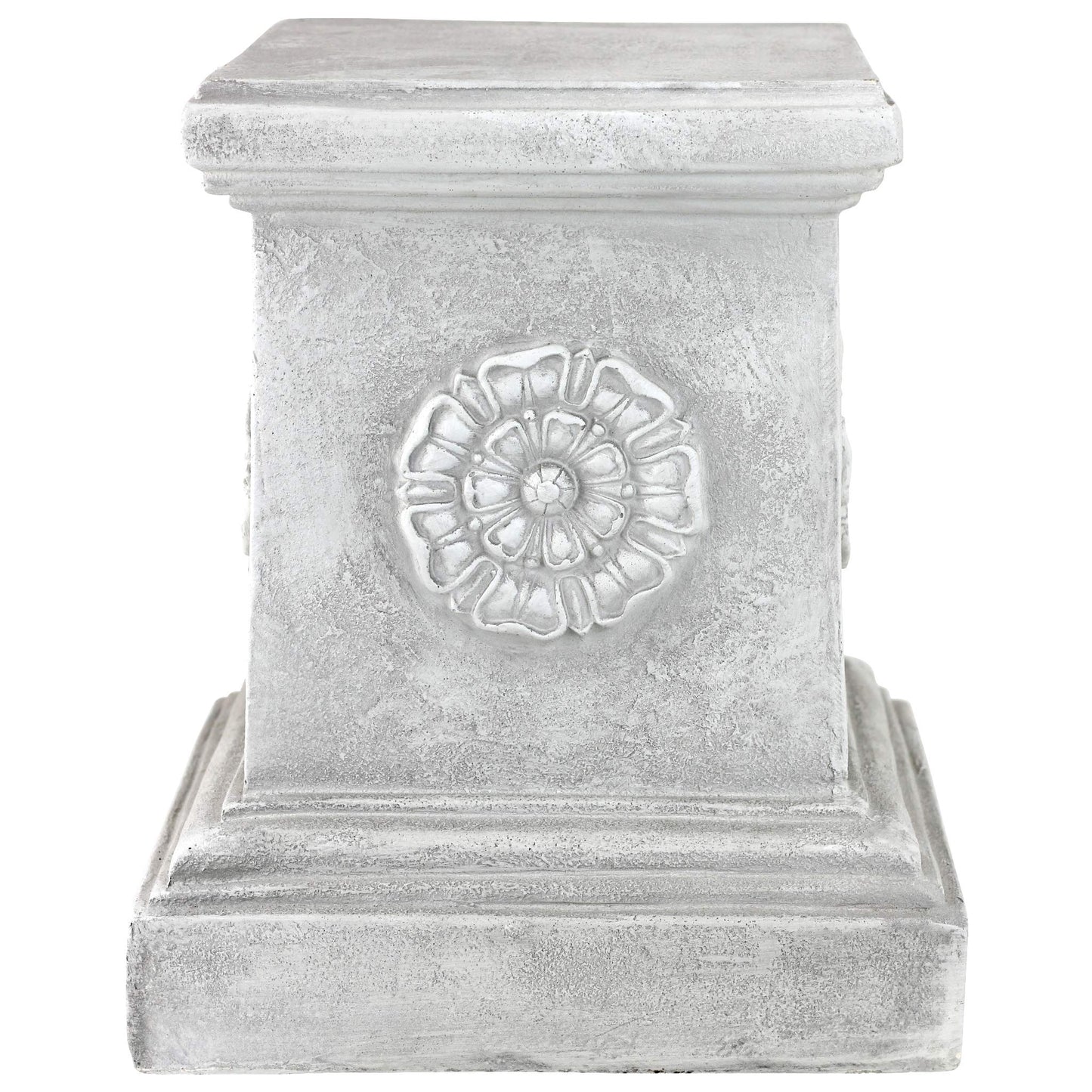 Design Toscano English Rosette Indoor/Outdoor Sculptural Garden Plinth Base Statue Riser, Large 13 Inch Tall, Cast Stone Resin, Antique Stone Finish