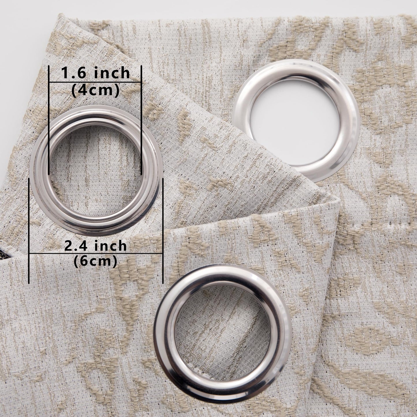 Mrs.Naturall 108 Inch 9FT Farmhouse Room Darkening Curtains, Damask Jacquard Luxury Grommet Drapes for Living Room Bedroom, 2 Panels Set, 9 FT Length 52'' L x 108'' W, Taupe Grey