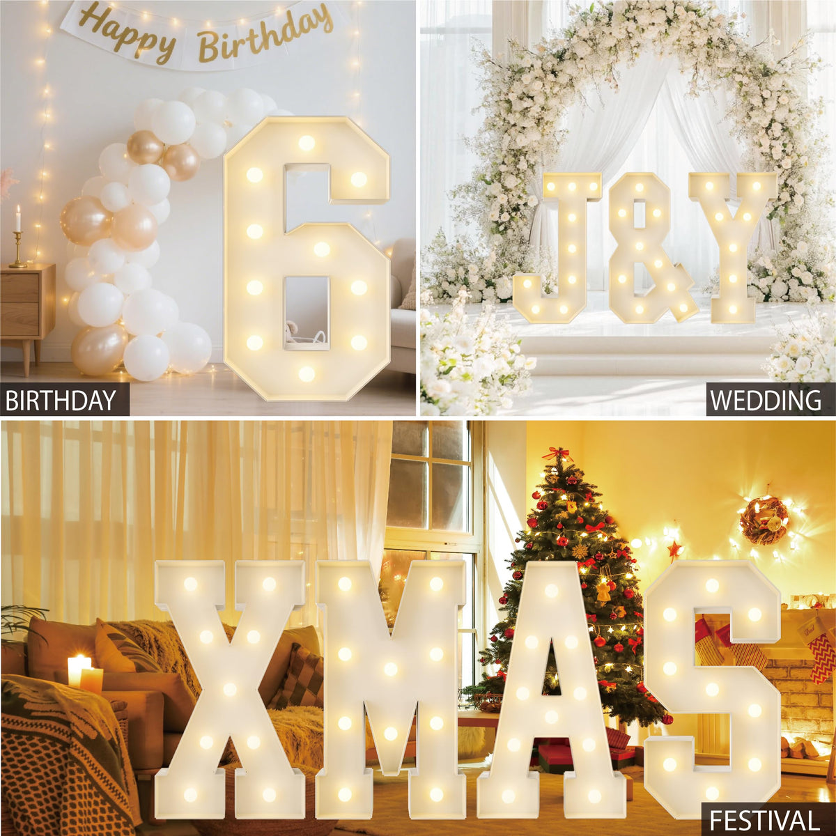 HXWEIYE Big Light Up Letters X,3FT Large Marquee Letters with lights, Mosaic Balloon Frame, Giant Baby Letter for baby shower Birthday Graduation Engagement Party Wedding Christmas Decor (Warm White)