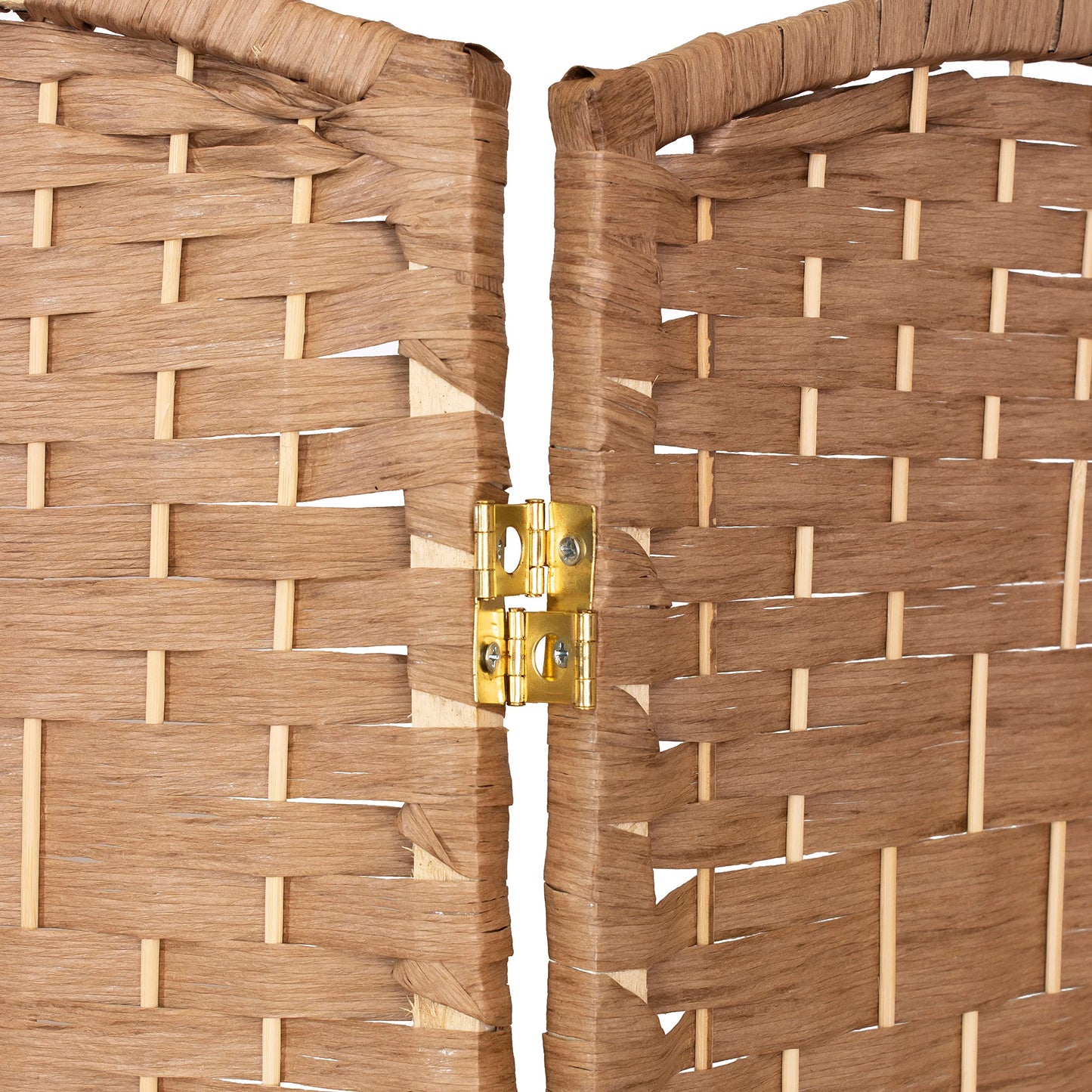 Red Lantern 3 ft. Short Diamond Weave Fiber Folding Screen - Natural - 4 Panel