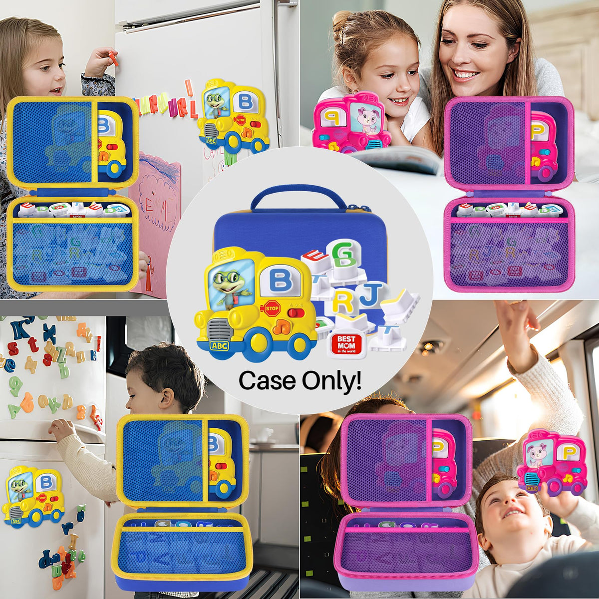 Lebakort Storage Case Compatible with LeapFrog Fridge Phonics Magnetic Letter Set (Purple+Pink Case)