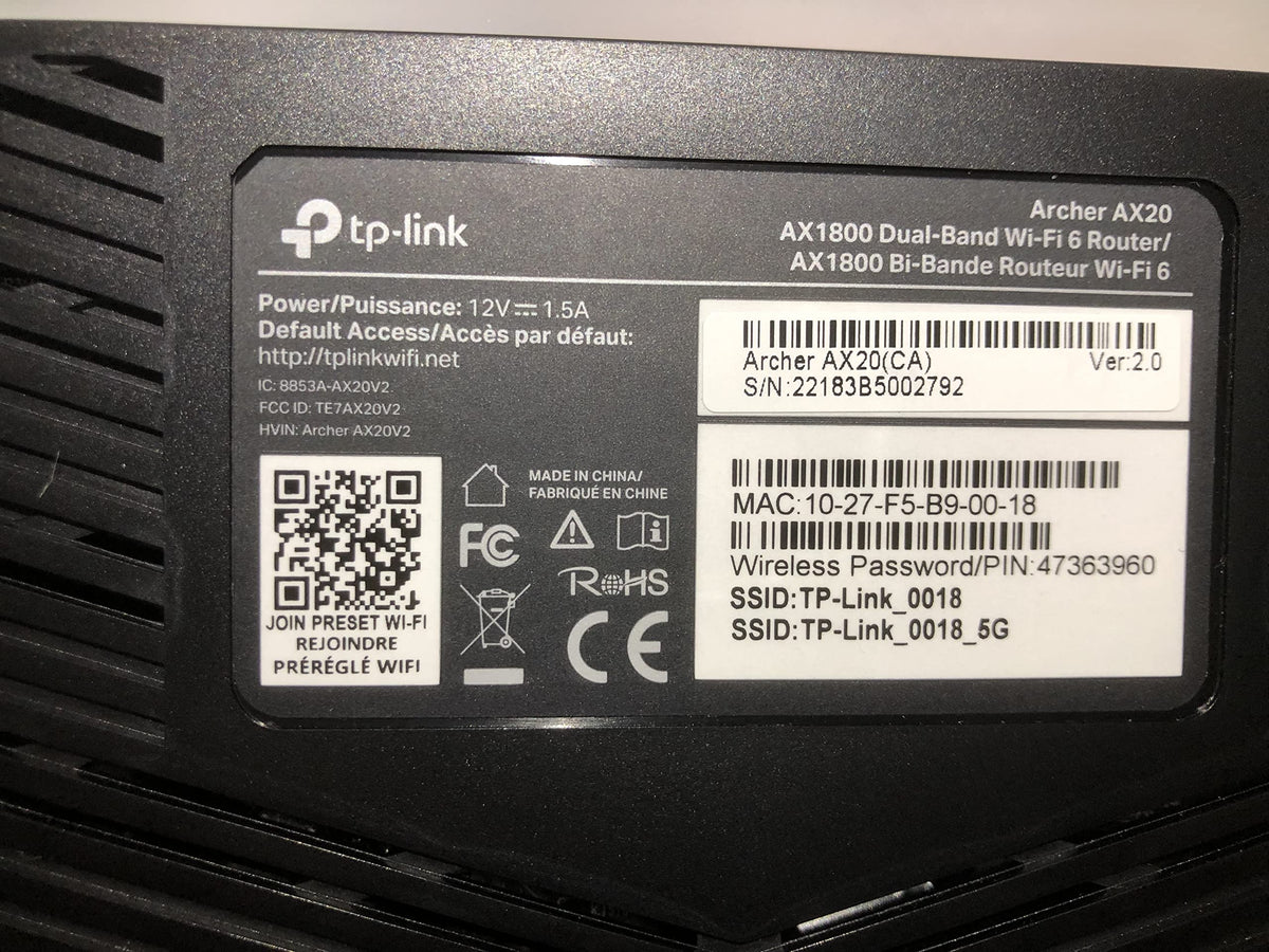 TP-Link Archer AX20 AX1800 Smart Dual-Band Wi-Fi 6 Router (Renewed)