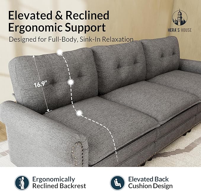 HERA'S HOUSE 73.2" Mid-Century Modern Loveseat, Oversized Sectional Couch