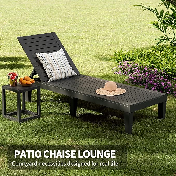 Outdoor Lounge Chair Set of 6, 5-Positions Adjustable Patio Chaise Lounges