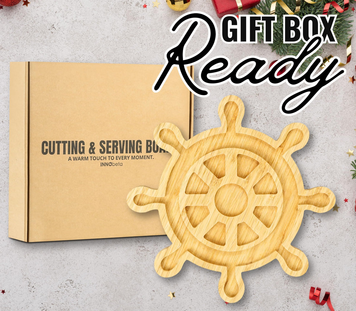 Boating Charcuterie Board, Boat Owner Gifts for Men/Women, 11.81 * 11.81 * 0.78 inches Cheeses Charcuterie Wood Cutting/Serving Board Set with 4 Matching Spreaders for Thanksgiving Christmas