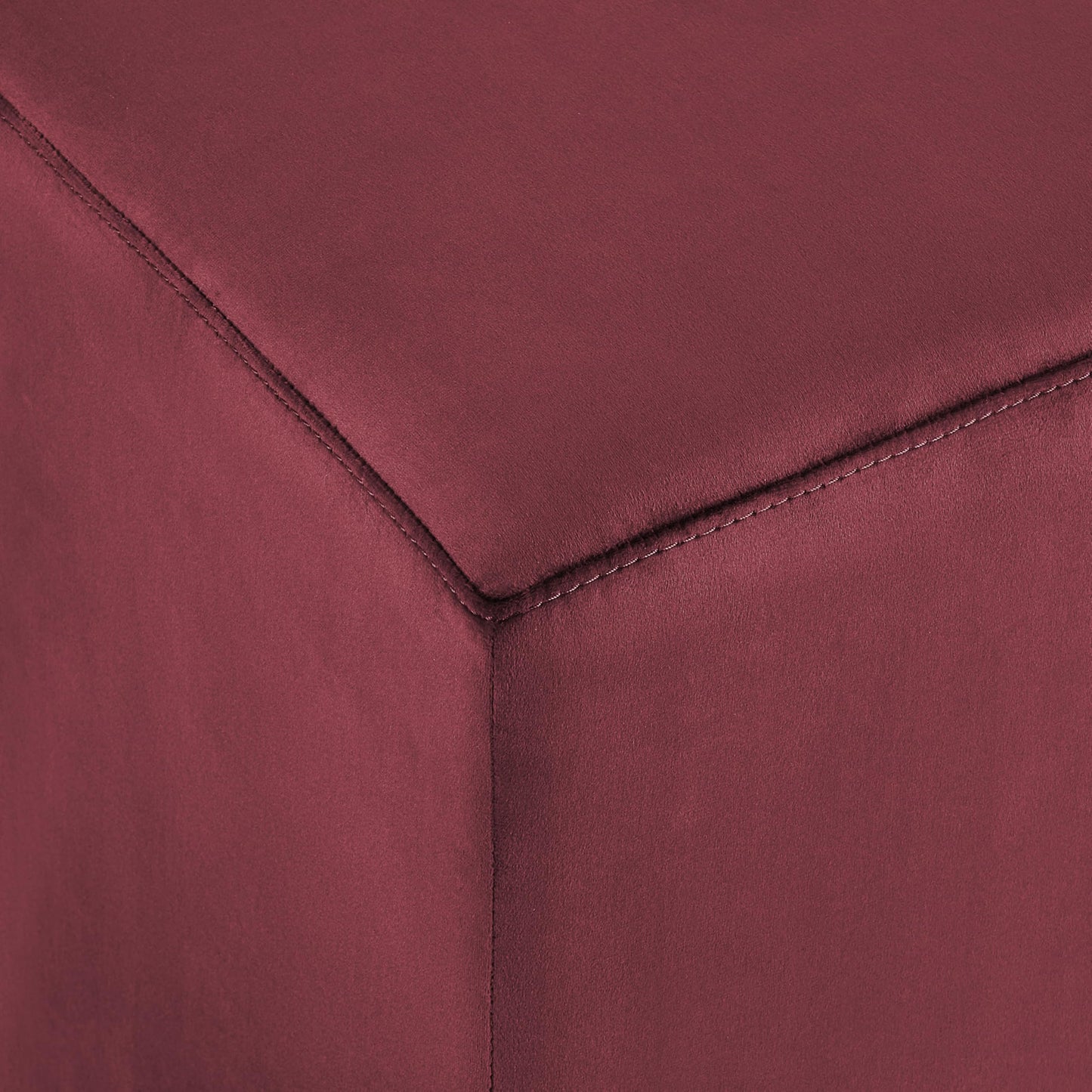 Studio Living® 18” Warren Ottoman Square Soft Velvet Bench, Stationary Ottomans, Backless Chair, Footrest for Living Room, Footstool Office, Bedroom, Padded Seat, Plum
