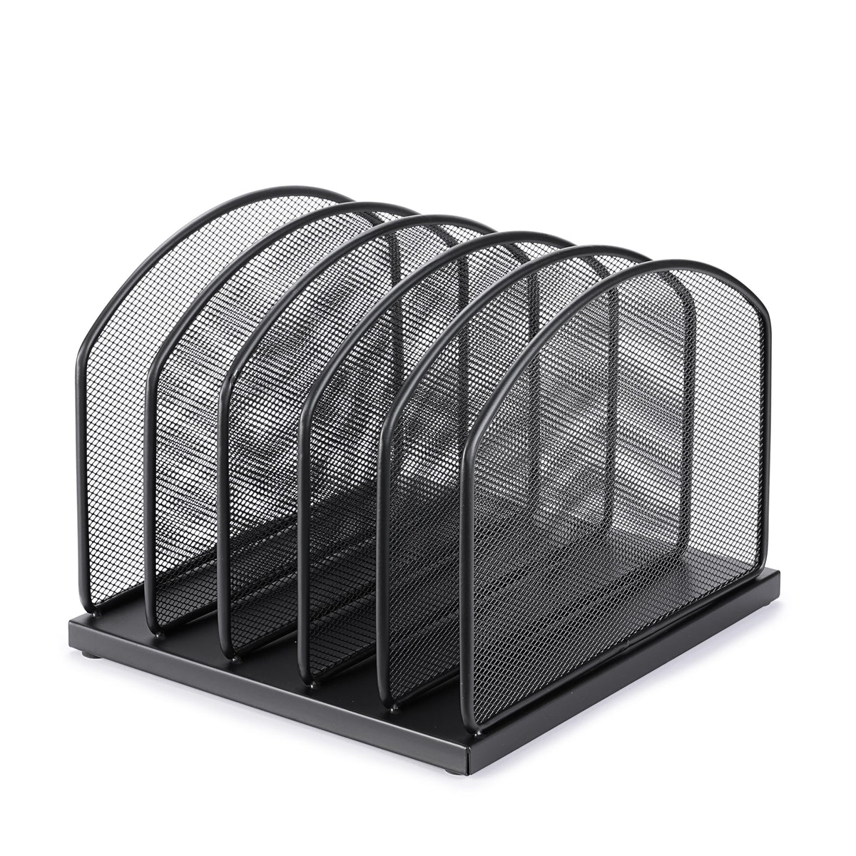 Huron 5-Slot Vertical File Binder Organizer Storage, Black Steel Mesh