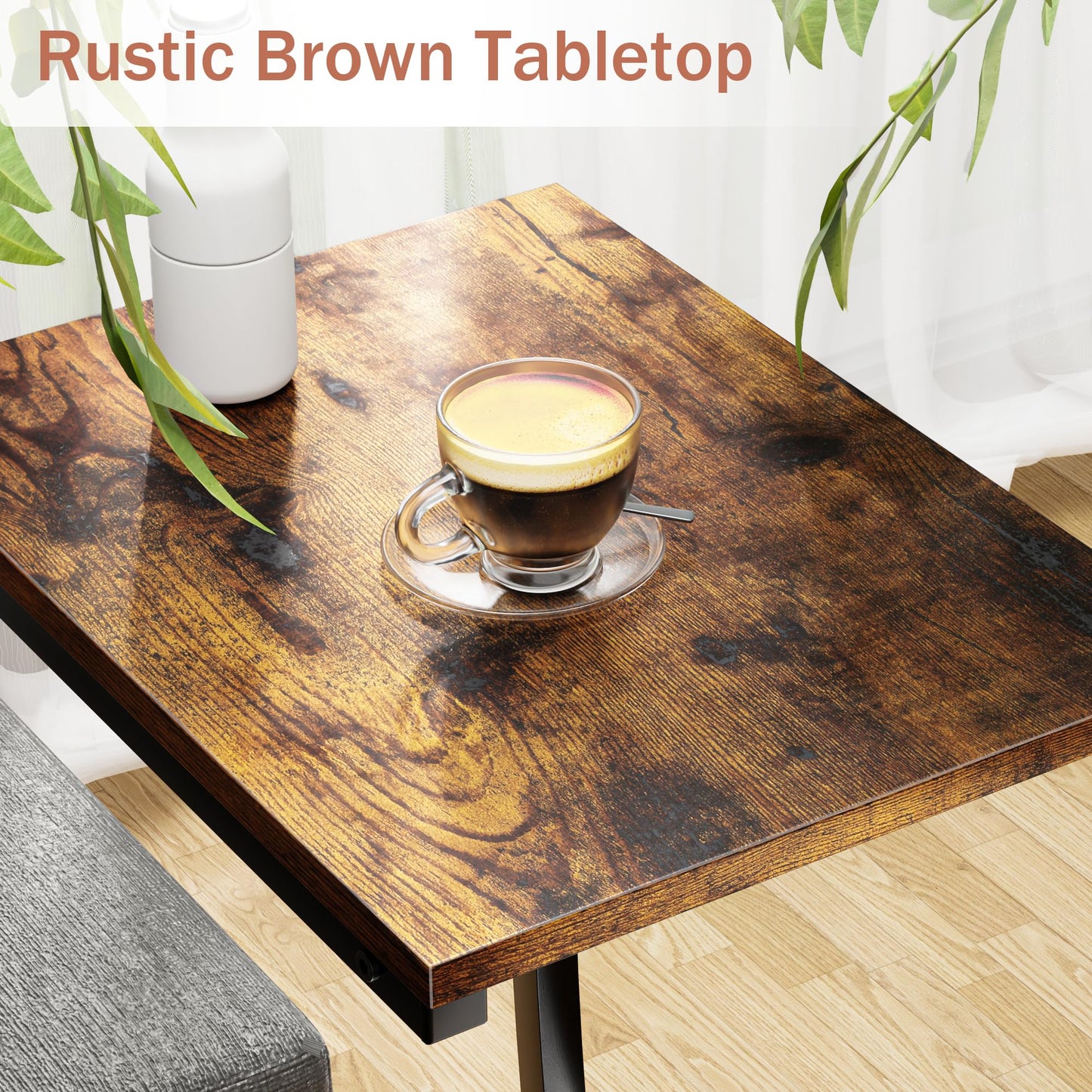 LAKEMID C-Shaped End-Table Set of 2 - Side Table for Couch,Curved Support Legs, Slide Under Couch Table for Sofa, TV Tray Table for Living Room Bedroom (Rustic Brown)