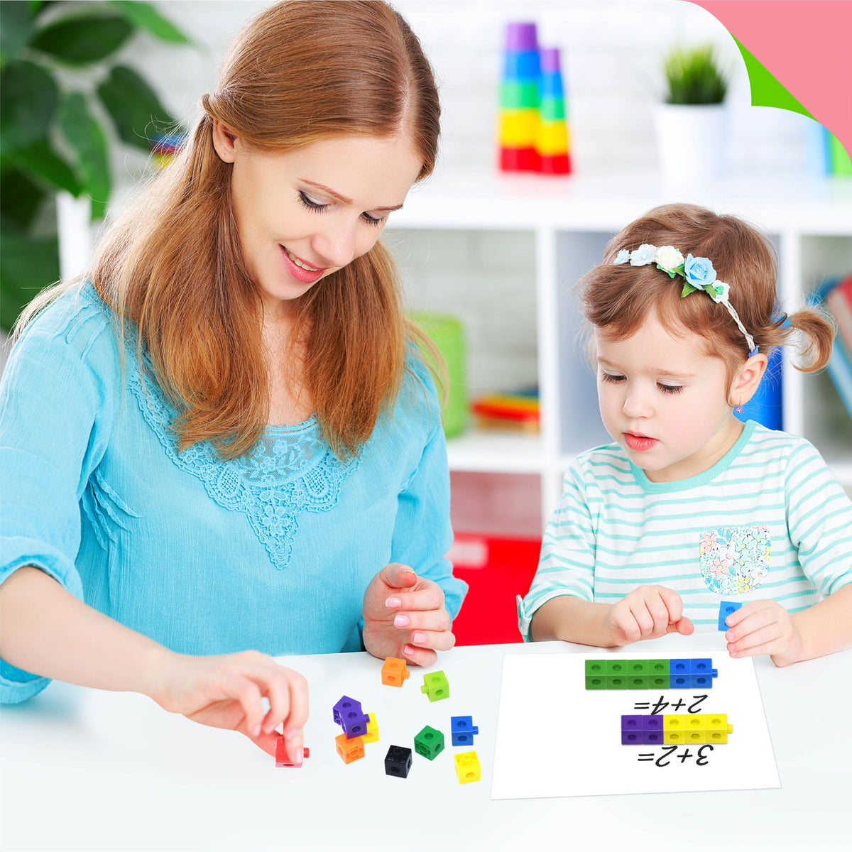 SpriteGru Math Linking Cubes, Set of 100 Math Cubes Manipulative Connecting and Counting Snap Blocks for Early Math and Construction, Educational Toy for Preschool, Kindergarten, Homeschool