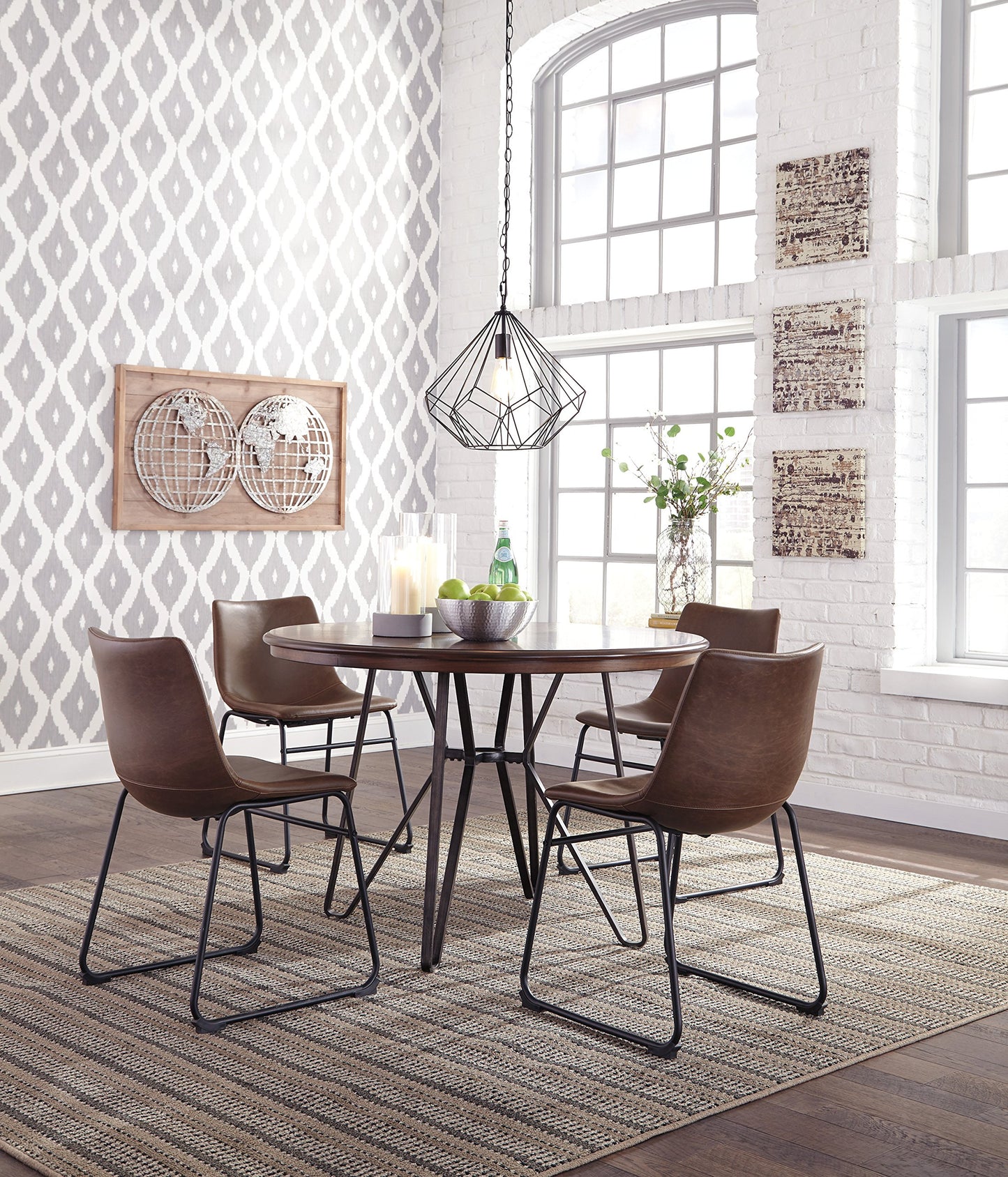 Signature Design by Ashley Mid Century Centiar 18.75" Dining Bucket Chair, 2 Count, Black and Brown