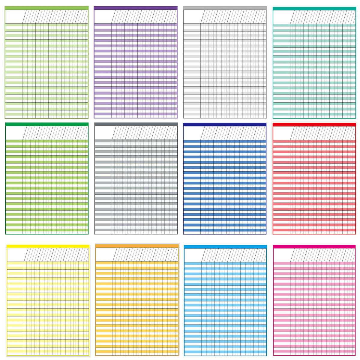 Youngever 17 Inch x 22 Inch Multi-Color Laminated Dry Erase Incentive Chart with Reward Stickers for Chore Responsibility, School Attendance, Homework Progress Tracking Chart (12 Charts 960 Stickers)