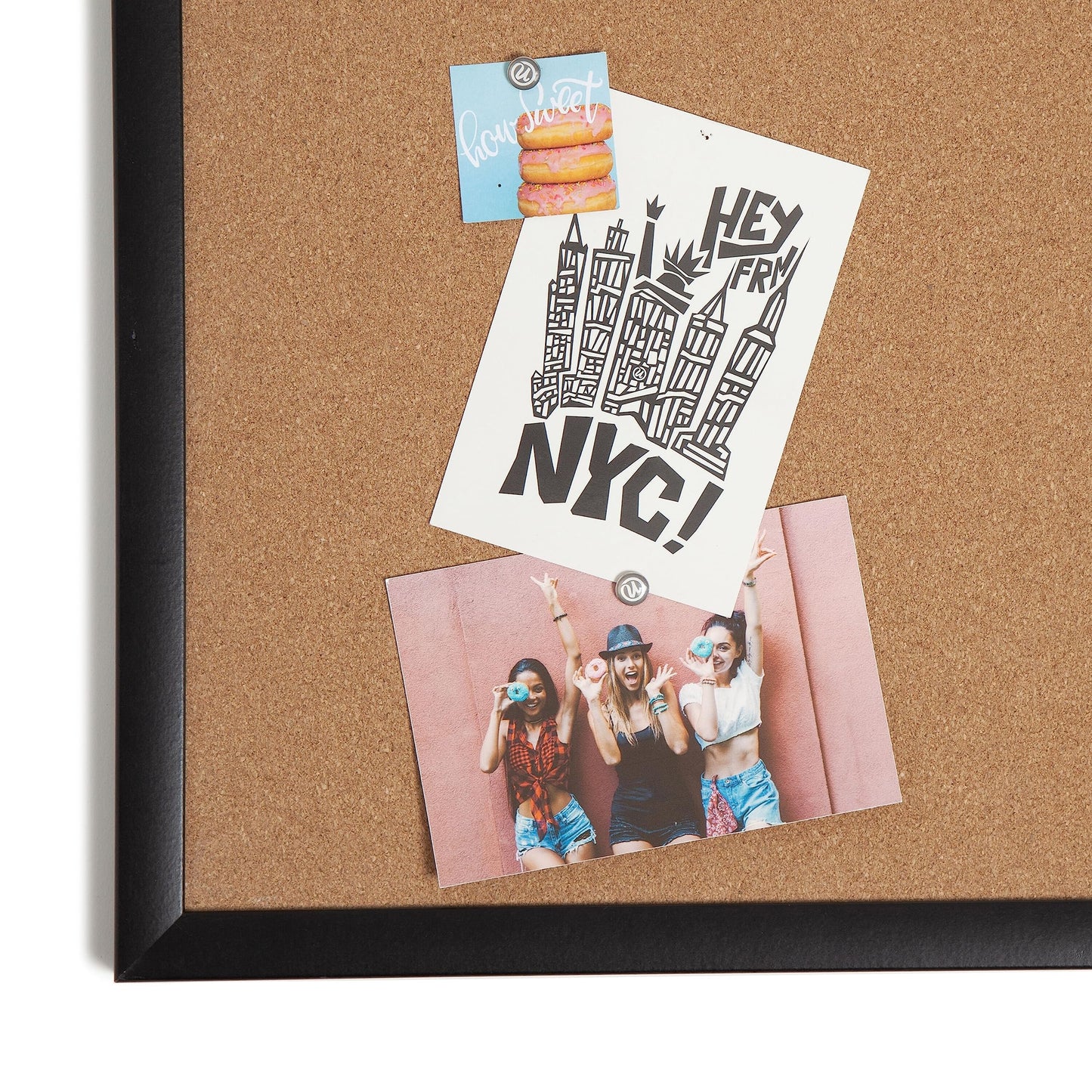 U Brands Cork Bulletin Board, 17" x 23", Black Wood Frame