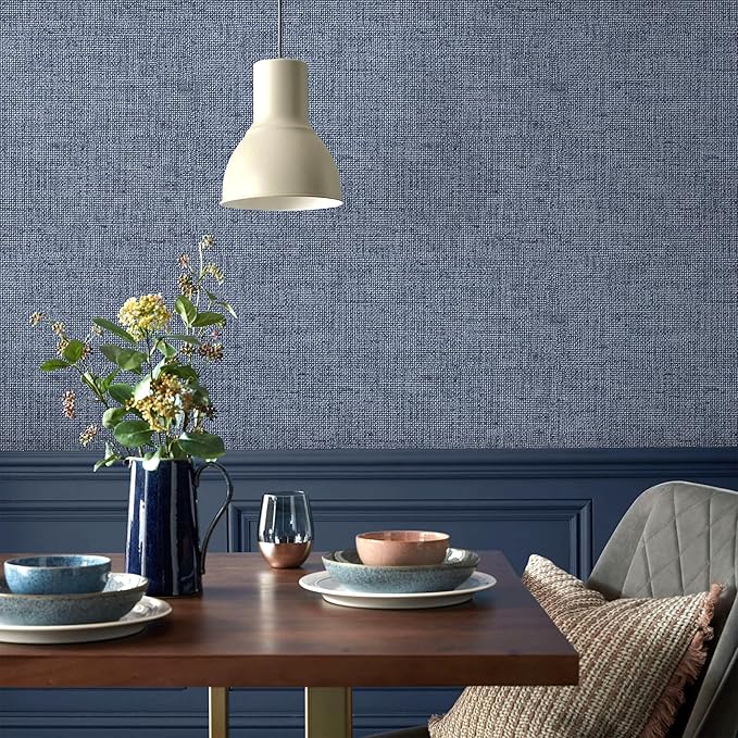 Grasscloth Peel and Stick Wallpaper Denim Blue Contact Paper 15.7inch x