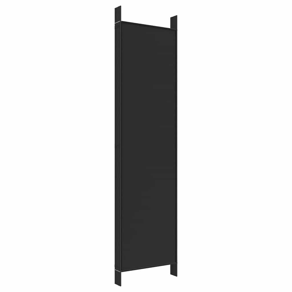 vidaXL vidaXL 6 Panel Room Divider, Folding Privacy Screen for Room Separation, Freestanding Divider Screen for Home Office, Modern Style, Black Fabric