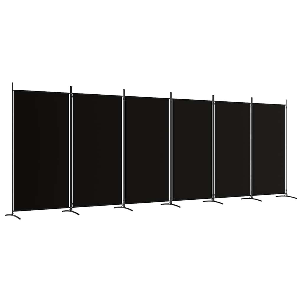 vidaXL vidaXL Room Divider, Folding Privacy Screen 6 Panel Room Divider, Freestanding Room Partition Wall Divider for Room Separation, Black Fabric