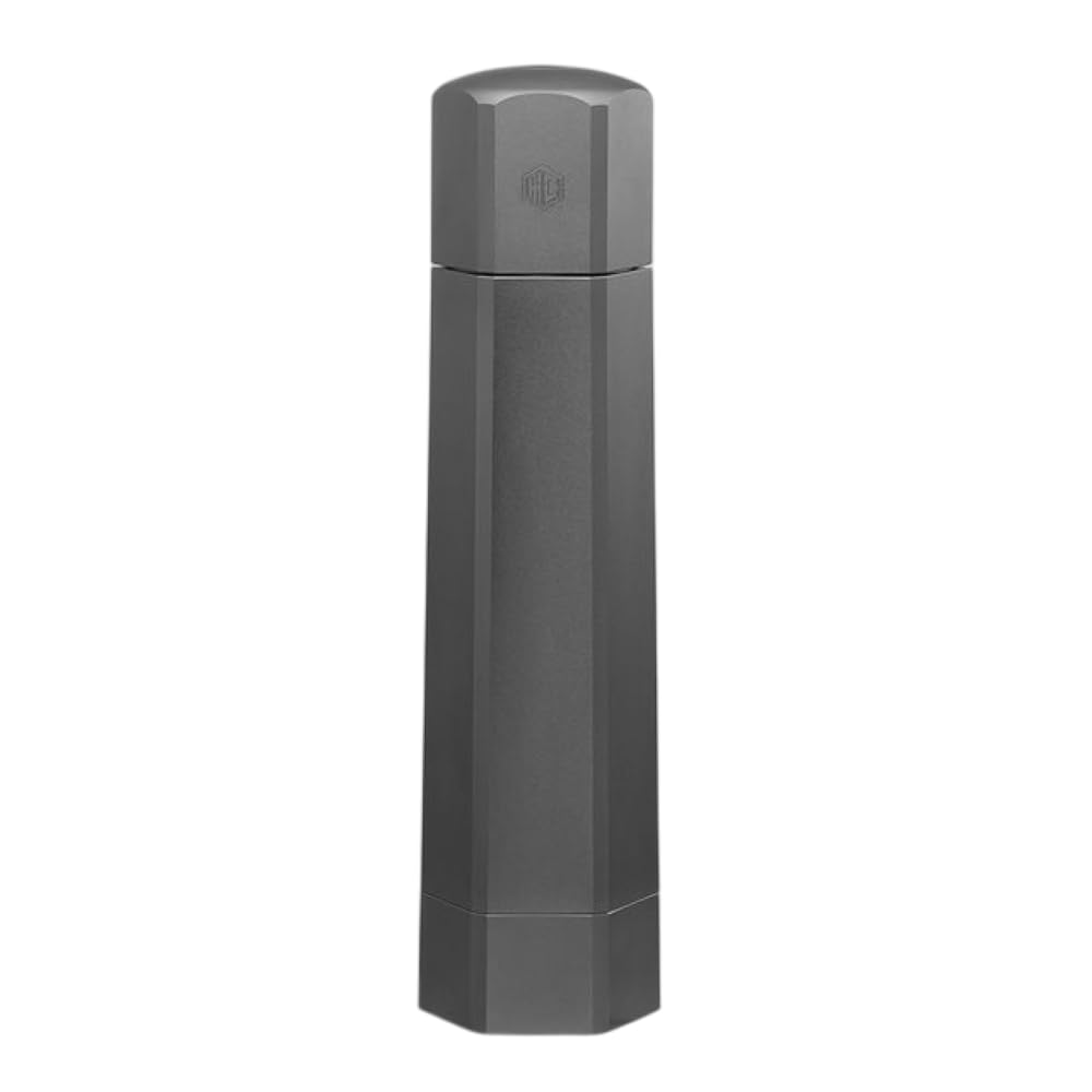 HexClad HexMill Salt Grinder, Professional Grade Heavy-Duty, Refillable, Aluminum Gunmetal Gray, Adjustable Ten Grind Settings