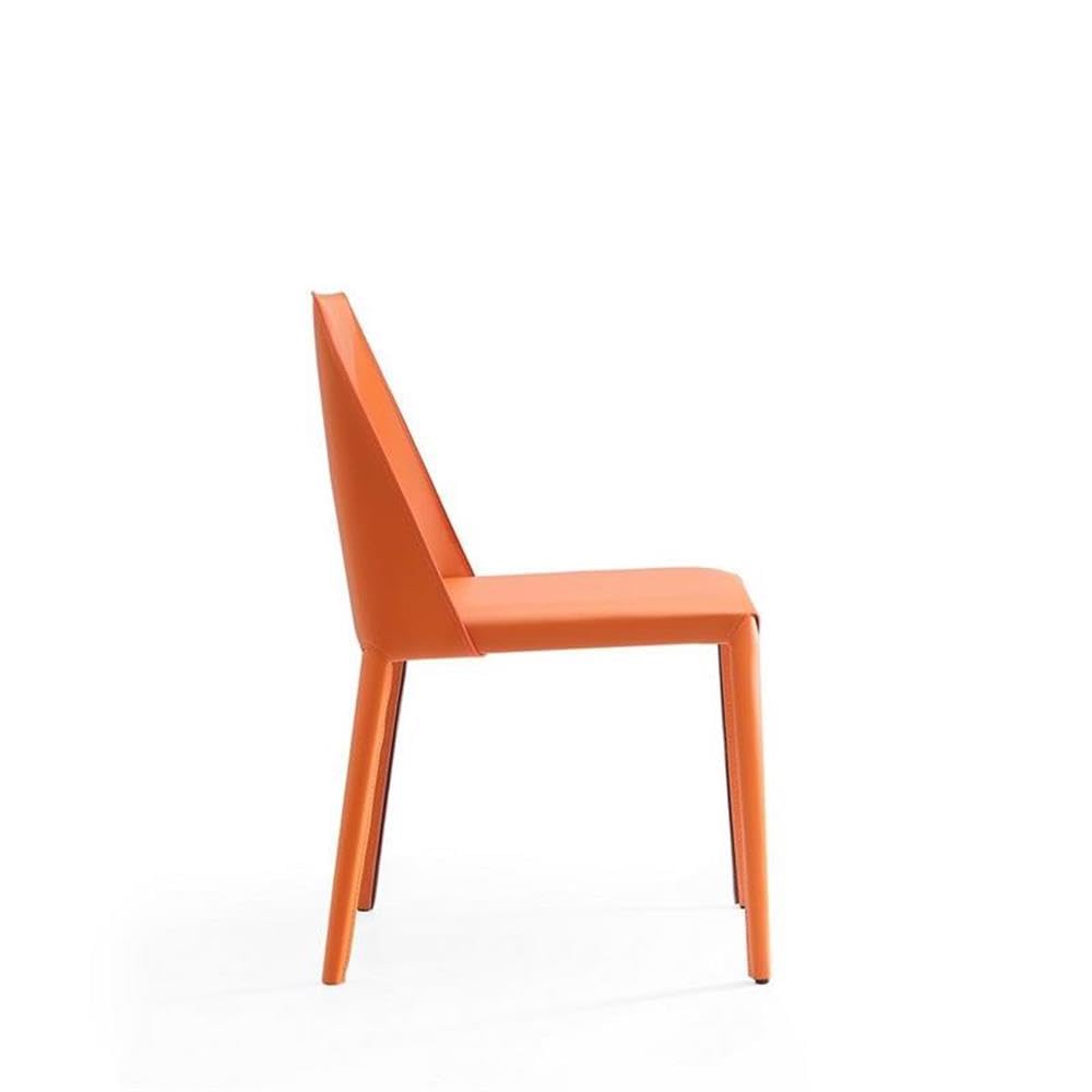 Manhattan Comfort Paris 8-Piece Leather Dining Chair and Armchair Set, Upholstered in Luxurious Saddle Material, Metal Frame, Ideal for Industrial and Coastal Homes, No Assembly, Coral