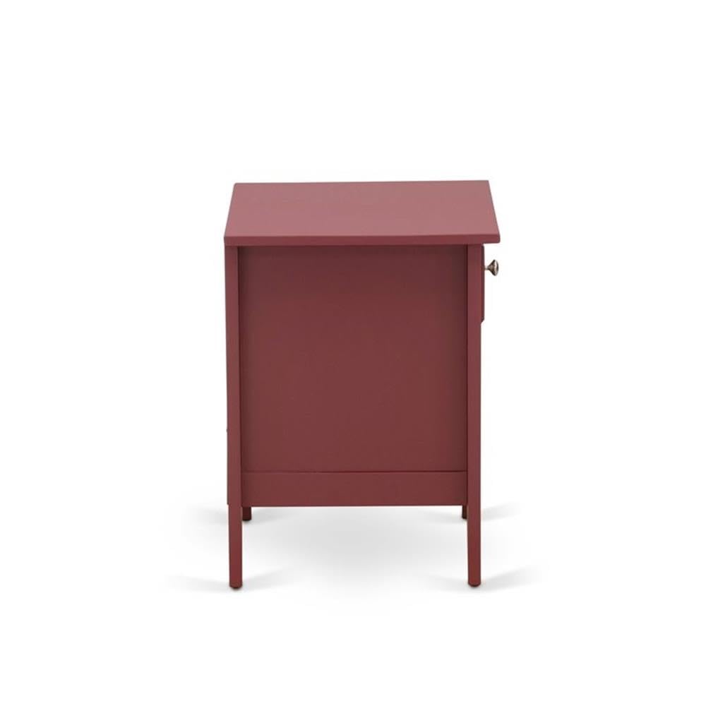 East West Furniture GA-13-ET Gallatin Nightstand - Rectangle Side Table with a Drawer for Bedroom, 18x21 Inch Inch, Burgundy
