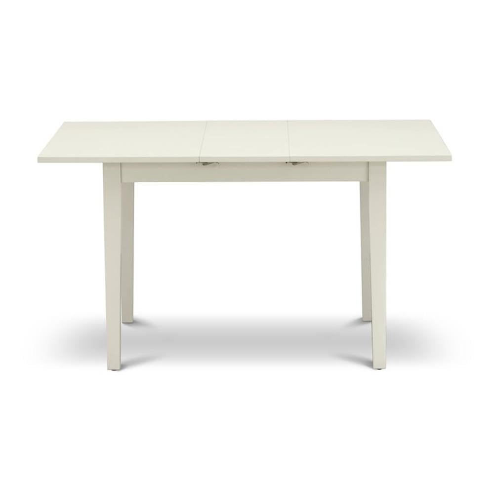 East West Furniture NFT-LWH-T Norfolk Kitchen Table - a Rectangle Dining Table Top with Butterfly Leaf, 32x54 Inch, Linen White
