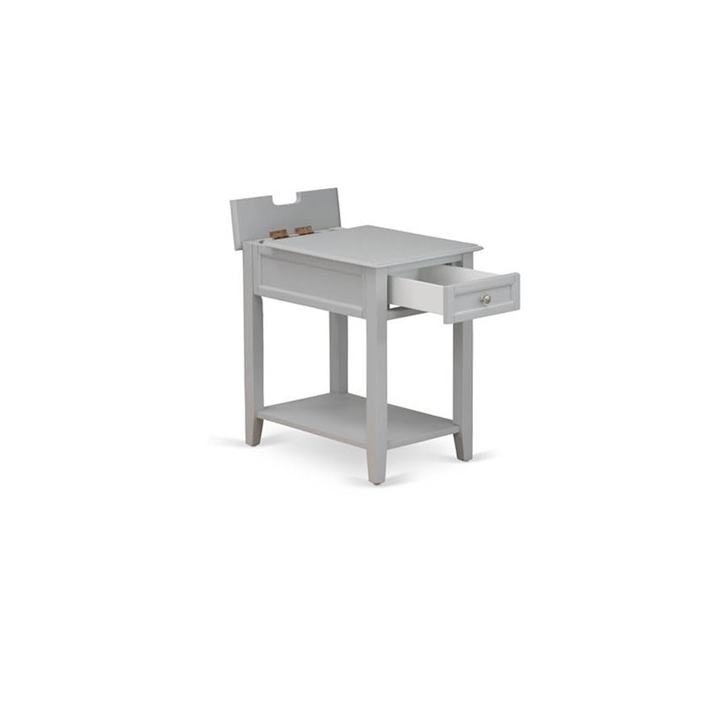 East West Furniture DE-14-ET Denison Modern End Table - Rectangle Nightstand with a Drawer for Bedroom, 24x19 Inch, Urban Gray
