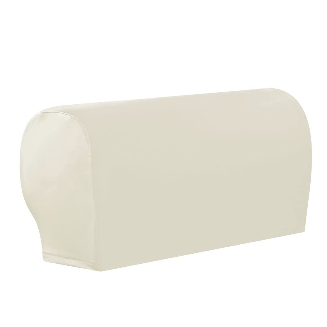 vctops Waterproof Faux Pu Leather Armrest Covers Vintage Stretch Arm Covers for Chairs Couch Sofa Armchair Slipcovers for Recliner Sofa 2pcs, White