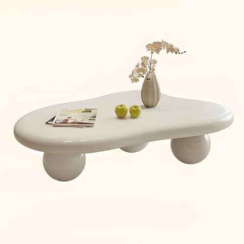 Eco-Friendly Vintage Cream Coffee Table – Sturdy Round Legs, Smooth Finish