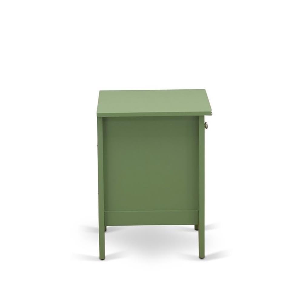 East West Furniture GA-12-ET Gallatin Night Stand - Rectangle Bedside Table with a Drawer for Bedroom, 18x21 Inch Inch, Clover Green