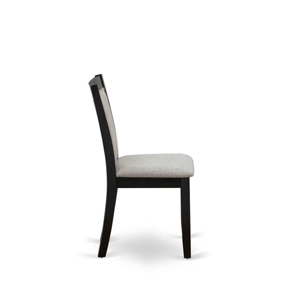 East West Furniture MZC6T06 Monza Parson Chairs - Shitake Linen Fabric Padded Dining Chairs, Set of 2, Wirebrushed Black