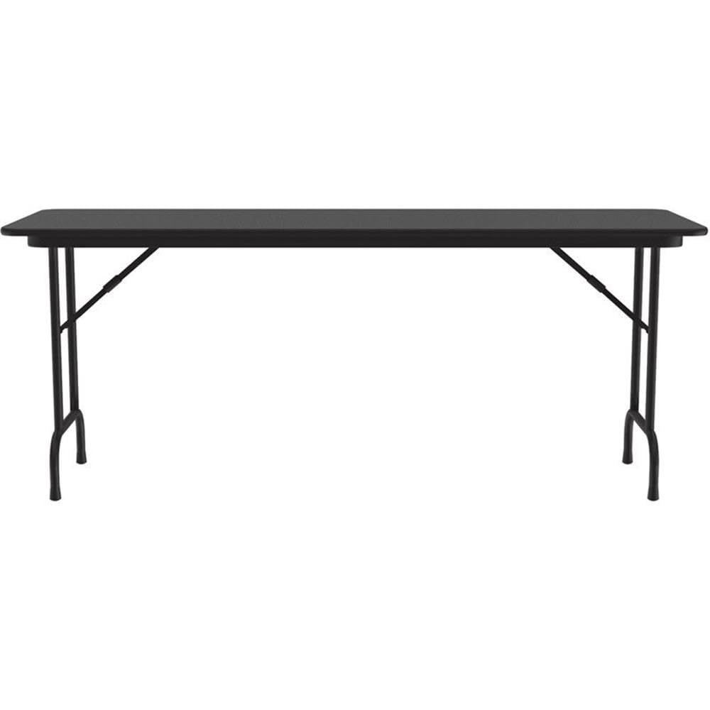 Correll 24"x96" Commercial Duty Small Folding Table, Black Granite Melamine Top, 5/8" Core, Made in USA, Portable, Strong Steel Apron (CF2496M-07)