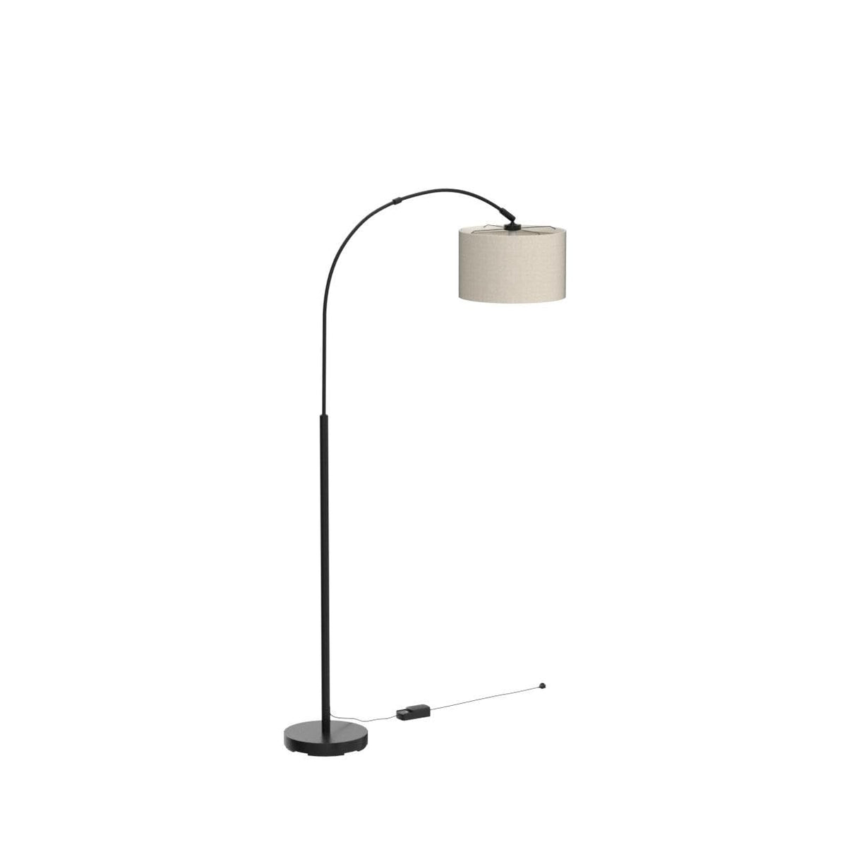 Dimmable Floor Lamp, Arc Floor Lamp with Dimmer, Black Standing Lamp with Adjustable Hanging Shade, Over Couch Tall Reading Light, Modern Pole Lamp for Living Room Bedroom, 9W LED Bulb Included