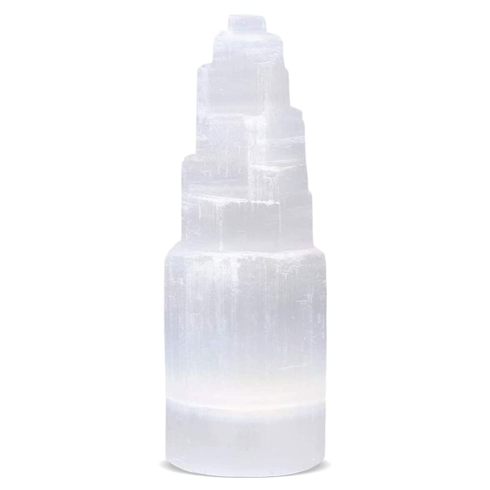 NORTHLANDZ Selenite Crystal Tower 15 cm, High Energy Skyscraper Meditation Stone, Cordless Healing Crystal 2-4 Lbs.
