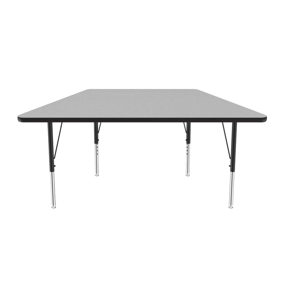 Correll Econoline Classroom Activity Table, 30"x60" Trapezoid Gray Granite Melamine Top, Adjustable Height Legs, School Furniture (AM3060-TRP-15)