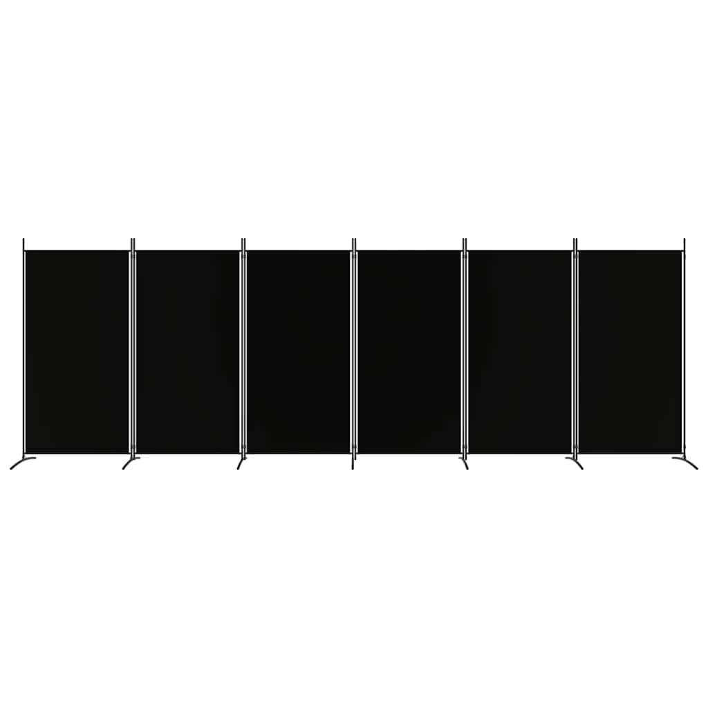vidaXL vidaXL Room Divider, Folding Privacy Screen 6 Panel Room Divider, Freestanding Room Partition Wall Divider for Room Separation, Black Fabric