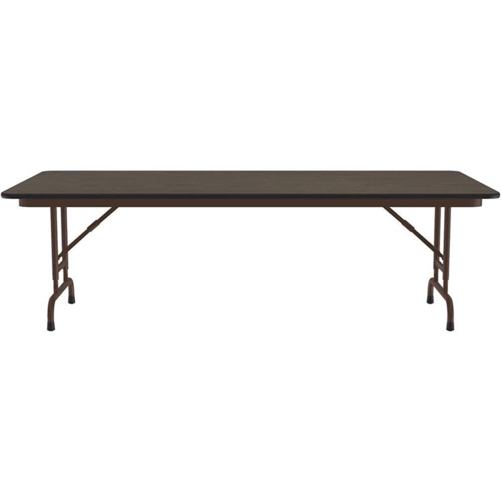 Correll 36"x72" Commercial Duty Adjustable Height Folding Table, Walnut Melamine Top 5/8" Thick Core, Made in The USA, Steel Apron (CFA3672M-01)
