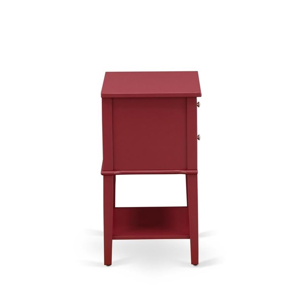 East West Furniture VL-13-ET Valencia Nightstand - Rectangle Modern End Table with 2 Drawers for Bedroom, 16x22 Inch Inch, Burgundy