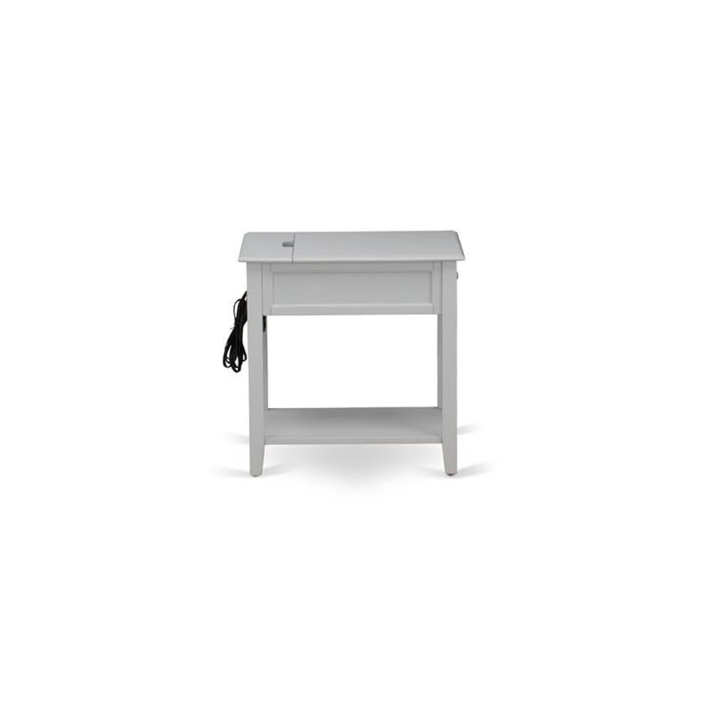 East West Furniture DE-14-ET Denison Modern End Table - Rectangle Nightstand with a Drawer for Bedroom, 24x19 Inch, Urban Gray