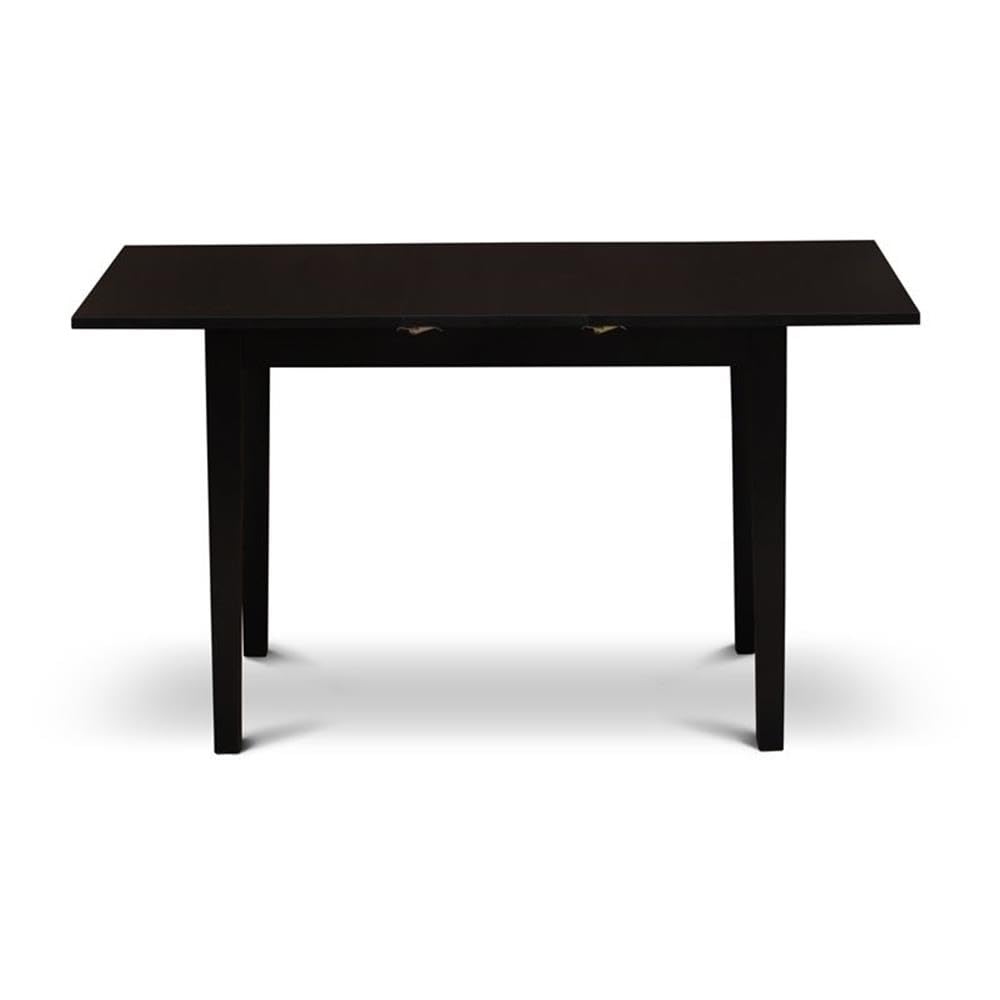 East West Furniture NFT-BLK-T Norfolk Kitchen Table - a Rectangle Dining Table Top with Butterfly Leaf, 32x54 Inch, Black