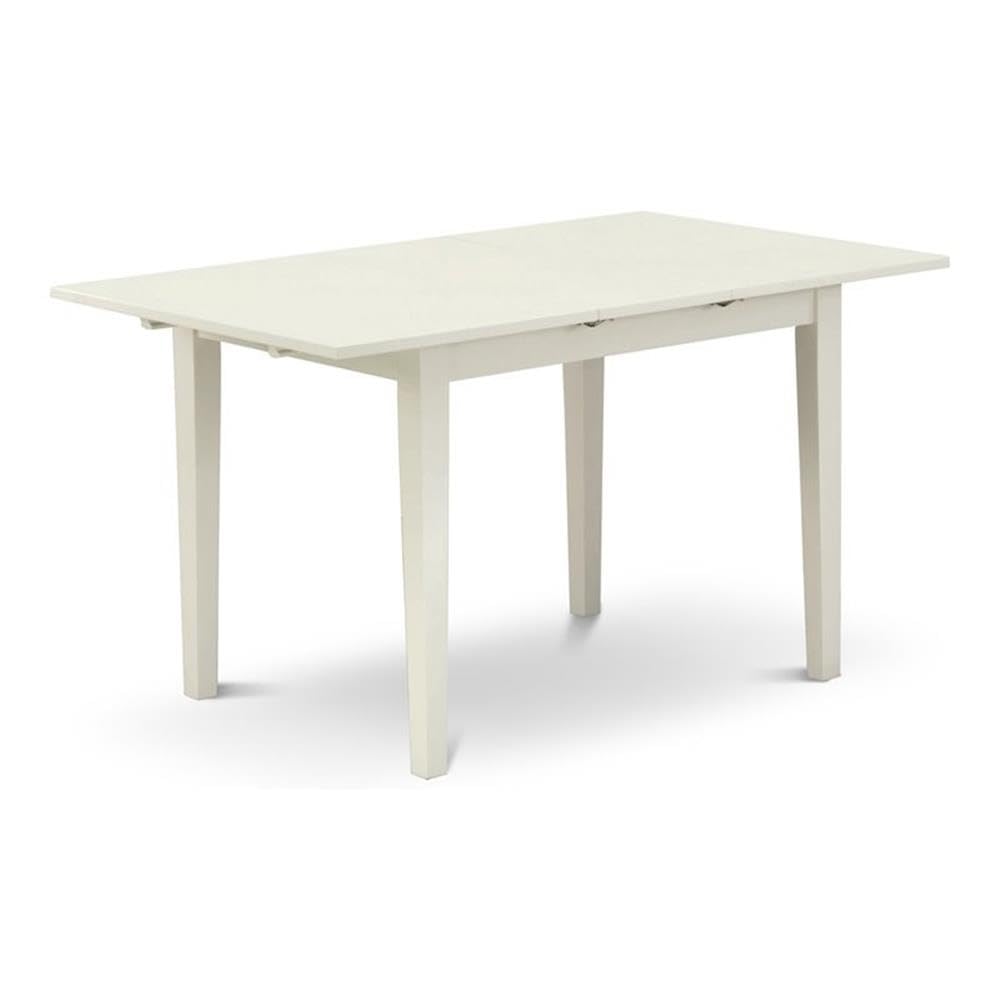 East West Furniture NFT-LWH-T Norfolk Kitchen Table - a Rectangle Dining Table Top with Butterfly Leaf, 32x54 Inch, Linen White