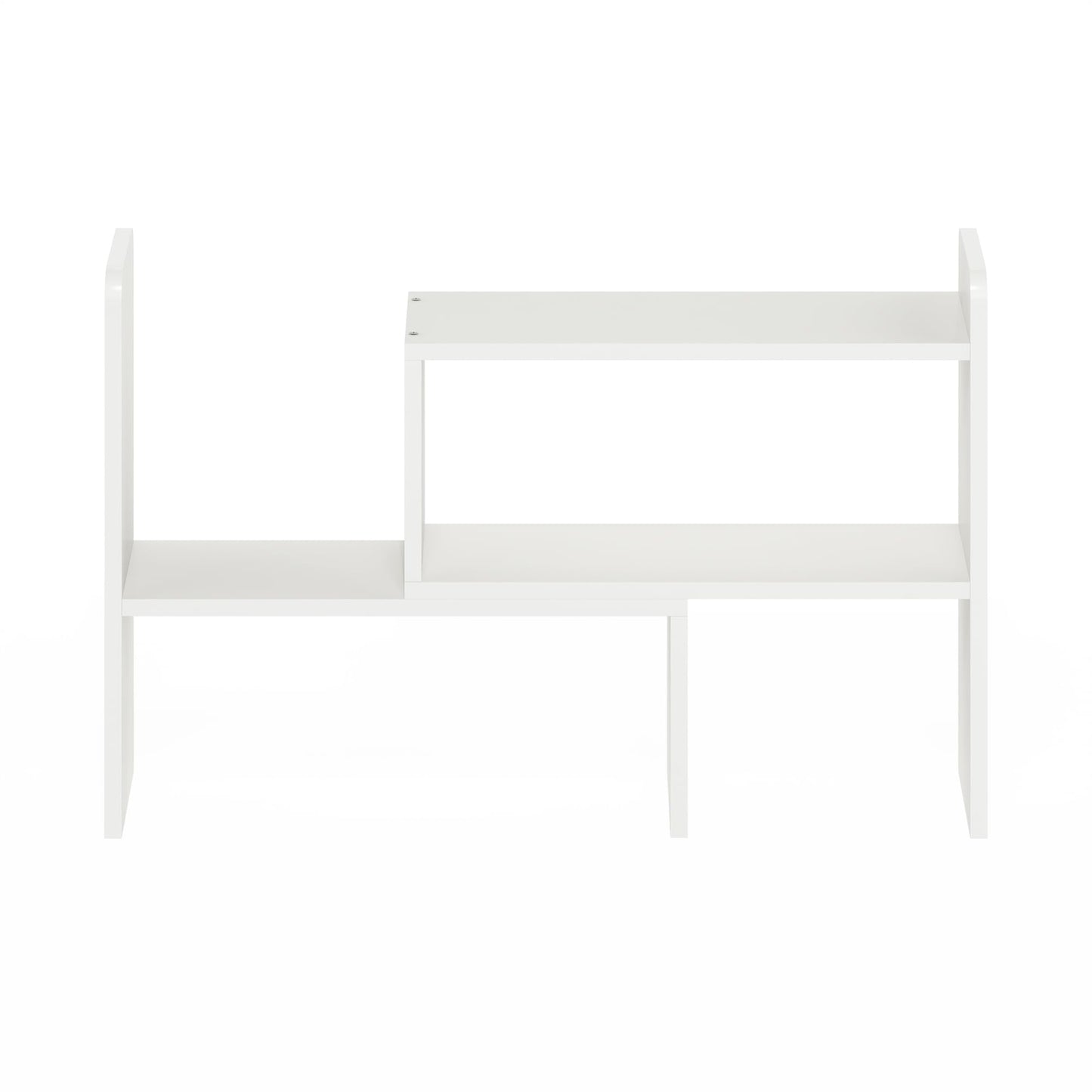 Furinno Classic Desk Organizers and Hutch, Open Shelf Expandable Office Organization, Adjustable Desk Top Display Book Shelf, for Paper, Office Supplies, White