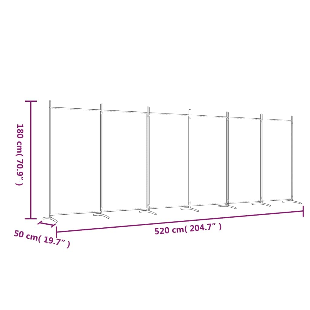 vidaXL vidaXL Room Divider, Folding Privacy Screen 6 Panel Room Divider, Freestanding Room Partition Wall Divider for Room Separation, Anthracite Fabric
